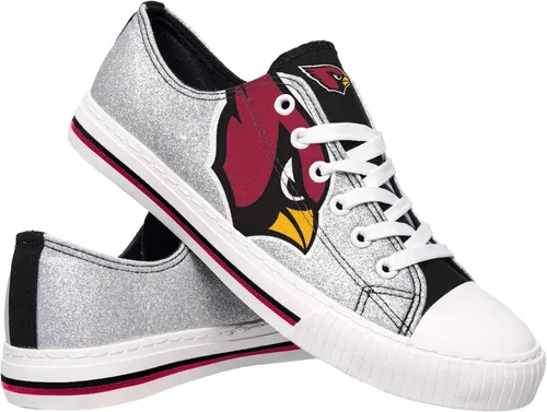Tenis de lona corte Low-Top con purpurina para mujer diseño de los Arizona Cardinals de la NFL con el color del equipo talle 10XXL.
