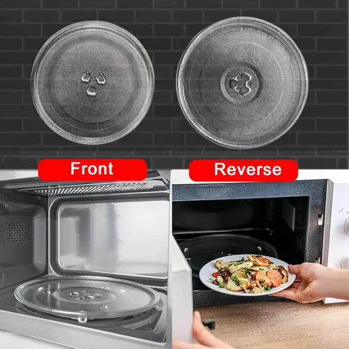 Miniatura 5 de Placa giratoria de vidrio transparente para microondas, placa de vidrio para microondas con acoplador y anillo giratorio de microondas, bandeja
