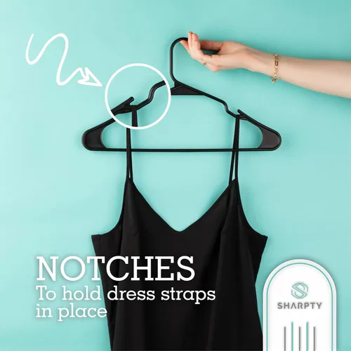 Miniatura 4 de Sharpty Perchas de Plástico Perchas para Ropa para Ropa, Armario, Abrigos y Camisas - Con Muescas, Duraderas, Gruesas, Resistentes y que Ahorran