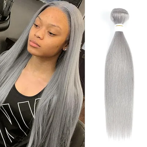 Miniatura 6 de Paquetes de Cabello Humano Ondulado Gris (10 pulgadas?1PC) 9A Paquetes de Tejido de Cabello Humano Brasileño Remy 100% Extensiones de Trama