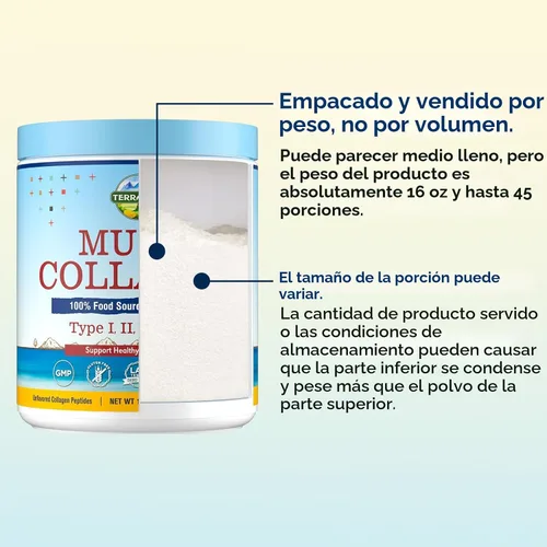 Miniatura 7 de Terranics Polvo de péptidos de colágeno múltiple, colágeno hidrolizado tipo I II III V X para mujeres y hombres, suplementos de colágeno, disolución
