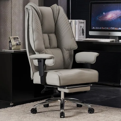 Miniatura 10 de EXCEBET Silla de oficina grande y alta de 400 libras de ancho, silla de oficina ejecutiva de cuero con respaldo alto con reposapiés, sillas Malla