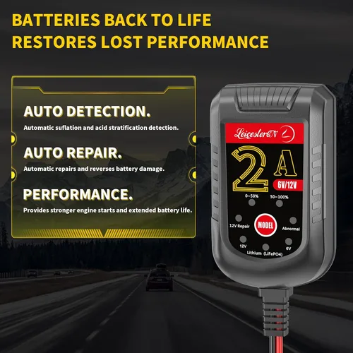 Miniatura 4 de Cargador de batería de goteo de 2A, mantenedor automático, 6V 12V, cargador flotante inteligente para automóvil, coche, motocicleta, cortacésped