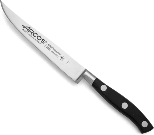 Miniatura 17 de Arcos Cuchillo forjado dentado de acero inoxidable de nitrum de 5 pulgadas y hoja de 5.118 in. Mango ergonómico POM de polioximetileno. Serie Blanco