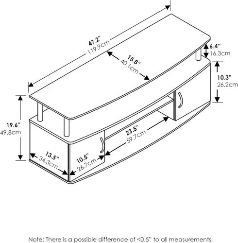Miniatura 3 de Furinno Soporte de entretenimiento para TV de hasta 55 pulgadas y mesas auxiliares (2 piezas), americano/negro y cromado