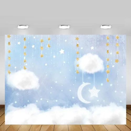Miniatura 2 de MEHOFOTO - Telón de fondo de estudio fotográfico de nube azul y blanca, accesorios de fondo de príncipe para cumpleaños, baby shower, decoración