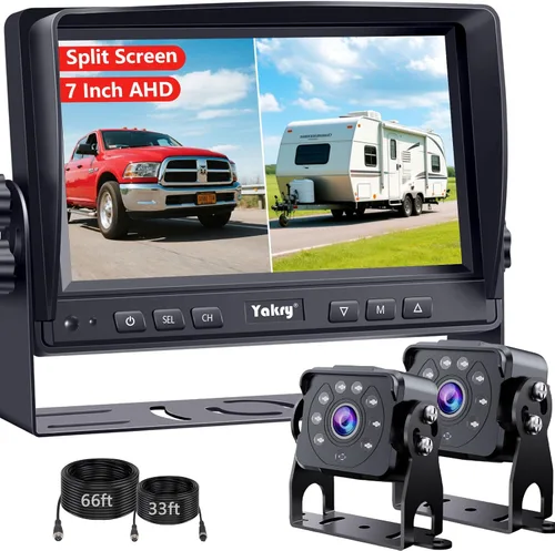 Miniatura 8 de Cámara de respaldo Yakry para RV Plug and Play - Sin retrasos de 7 pulgadas HD 1080P con visión nocturna IR de 2 canales - Cámara de visión trasera