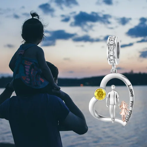 Miniatura 207 de PROESS Dije para padre, madre e hija, pulsera de plata de ley para pulseras, regalos de cumpleaños, día de San Valentín, para hija, madre, amante