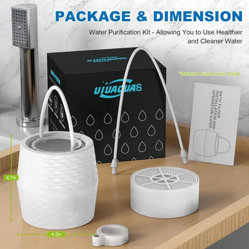 Miniatura 8 de Filtro de baño para bañera – Filtro de agua de baño KDF-55 para grifo de bañera, elimina la mayoría de cloro, plomo, fluoruro y metales pesados