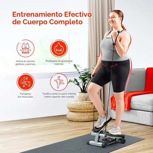 Miniatura 2 de Sunny Health & Fitness Mini Steppers for Exercise at Home, Stair Step Workout Machine with Resistance Bands, Full Body Cardio Equipment, Optional