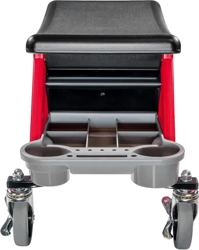 Miniatura 4 de Powerbuilt Asiento Mecánico Rodante de Servicio Pesado y Taburete de Freno con Ruedas Giratorias de Goma de 4 Pulgadas que Ruedan Sobre Cualquier