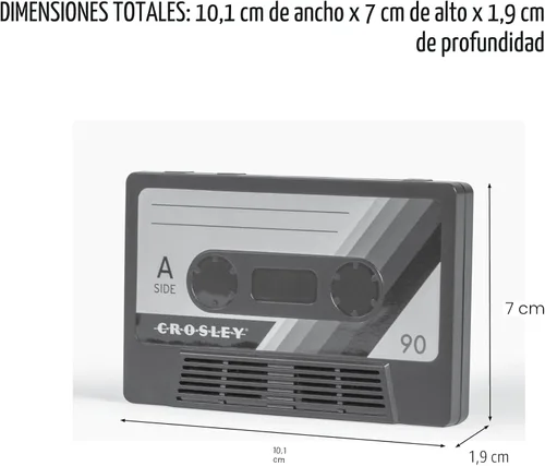 Miniatura 15 de Altavoz portátil inalámbrico Bluetooth de cinta de casete Crosley CR3045BK-CS, diseño clásico en negro