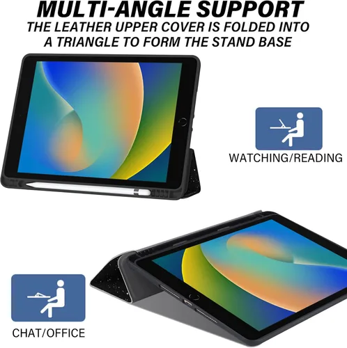 Miniatura 5 de Compatible con iPad de 10.2 pulgadas, Funda de 9ª/8ª/7ª Generación (2021/2020/2019) con Soporte para Lápiz/Parte Trasera de TPU Suave con Función