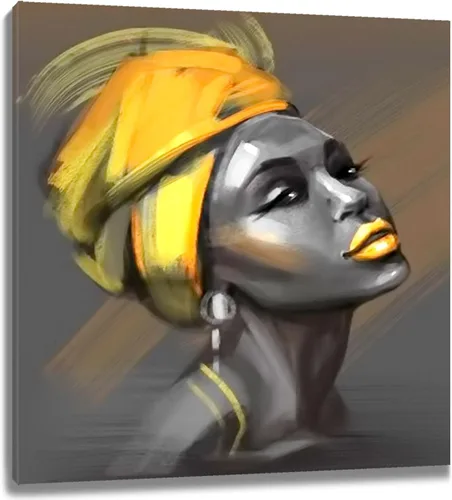 Miniatura 37 de LB Arte de pared de mujer afroamericana, mujer negra con cabello dorado, impresiones de pintura abstracta, belleza moderna negra y dorada para sala