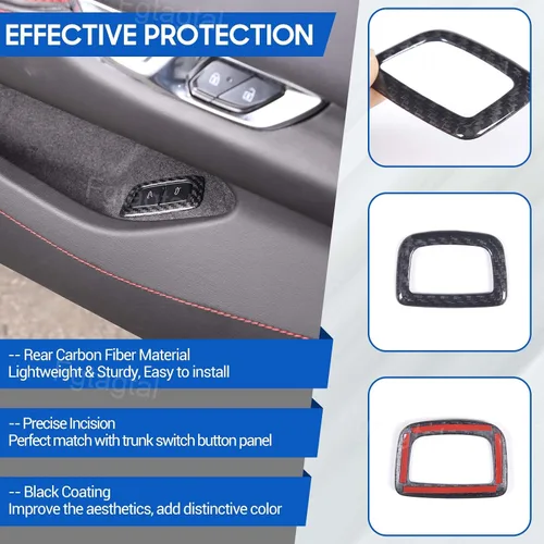 Miniatura 3 de Cubierta de botón de interruptor de maletero de fibra de carbono real compatible con Chevrolet Corvette C8 2020-2024, accesorios de marco de panel