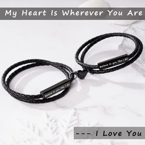 Miniatura 4 de Pulseras para parejas para mujeres, regalos para hombres, aniversario de boda, regalos de nacimiento para novio, novia, pulsera a juego, 2 piezas