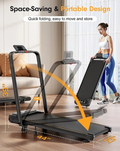 Miniatura 3 de Trisomy - Caminadora plegable con 10% de inclinación, 3.5 HP de bajo ruido con barra de asa, cinta de correr portátil 4 en 1 para debajo