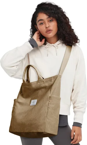 Miniatura 2 de KALIDI Bolso de mano de pana, bolso de mensajero con cremallera, bolso bandolera estilo hobo casual, para el trabajo, compras, para mujer
