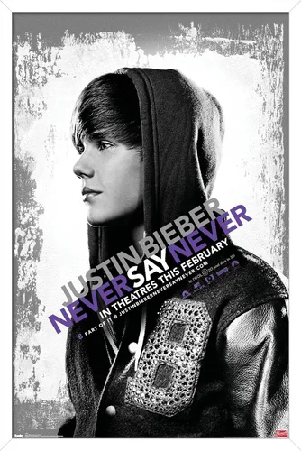 Miniatura 12 de Trends International Justin Bieber - Póster de pared con texto en inglés "Never Say Never Say Never", 14.725 x 22.375 pulgadas, versión enmarcada
