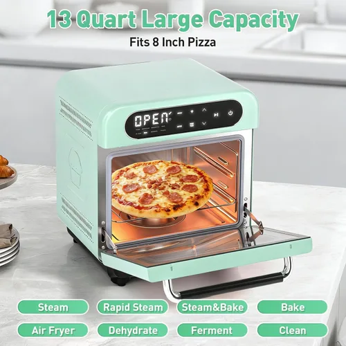 Miniatura 2 de Secura Horno de vapor multifunción con freidora de aire, horno compacto de 13 cuartos de galón con horneado de convección, freidora de aire, vapor