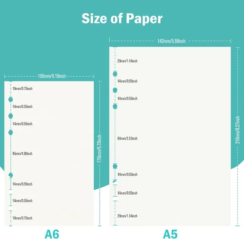 Miniatura 2 de Papel de recambio A6, 320 páginas A6, hojas sueltas, 6 agujeros, repuestos para cuaderno de 6 anillas rellenables, planificador, diario, pintura