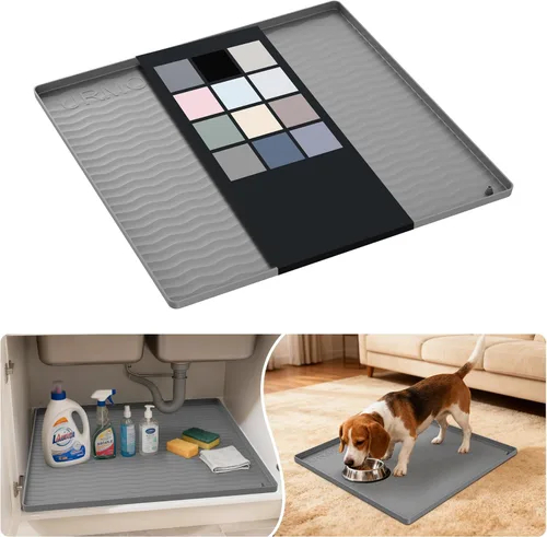 Miniatura 53 de URMONA Tapete de silicona impermeable para debajo del fregadero, 34 x 22 pulgadas, forro para estante de cocina y baño, protector de gabinetes