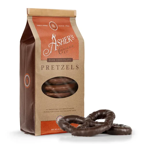 Asher's Chocolate, Pretzels cubiertos de chocolate, dulces dulces y salados gourmet, pequeños lotes de chocolate Kosher, propiedad familiar desde