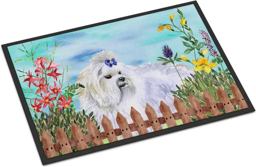 Miniatura 125 de Caroline's Treasures CK1311MAT Cavalier Spaniel Poinsettas - Felpudo de 18 x 27 pulgadas, tapete para puerta delantera, interior y exterior