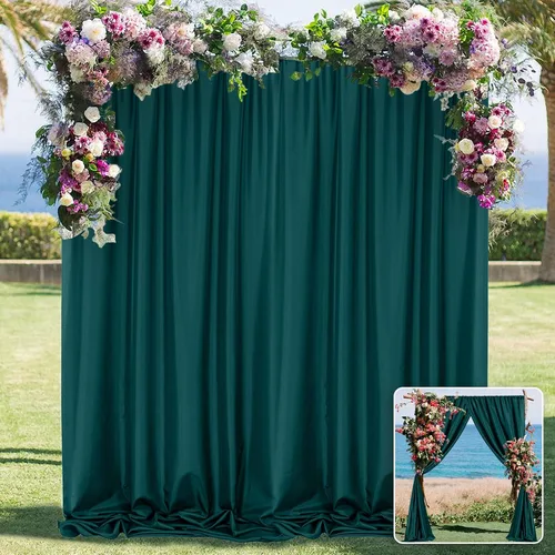 MYSKY HOME Cortinas de 10 pies x 10 pies Verde Cazador Cortinas de Fondo para Fiestas Bodas Escenario Cortinas con Bolsillo para Barra Cortinas