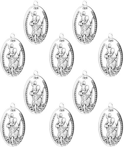 Miniatura 12 de COTTVOTT Colgante de Medalla de San Cristóbal/San José/Arcángel San Miguel/San Benito/Nuestra Señora Gracia Guadalupe para Collar de Rosario