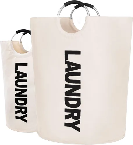 Miniatura 31 de Twira Cesta de lavandería grande de 90 litros, cesta de lavandería que se mantiene bien, bolsa de lavandería con asas acolchadas, contenedor de ropa