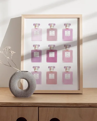Miniatura 5 de Haus & Hues - Impresión artística glamorosa moderna con diseño de botellas de perfume rosa para decoración de pared para habitación de mujer, póster