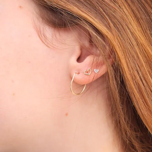 Miniatura 2 de Aretes de aro finos martillados, elegantes plata esterlina geométrica sólida, relleno de oro y relleno de oro rosa; para mujer por Lotus Stone