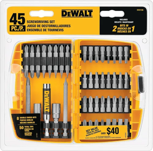 Miniatura 8 de DEWALT Juego de puntas de destornillador con estuche resistente, 45 piezas (DW2166), juego de destornillado gris/plata con estuche resistente