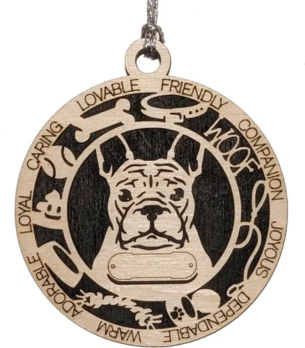 Miniatura 80 de Adorno de Navidad personalizado de madera para perro de 3 pulgadas, nombre y texto personalizables, hecho a mano en Estados Unidos, diseño de corte
