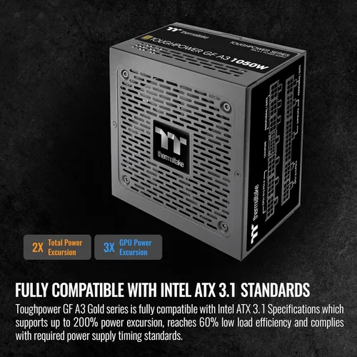 Miniatura 3 de Thermaltake Toughpower GF A3 1050W, Conectores True 600W 12VHPWR en la fuente de alimentación y serie NVIDIA RTX 40, ATX 3.0/PCI-E 5.0, 80+ Gold