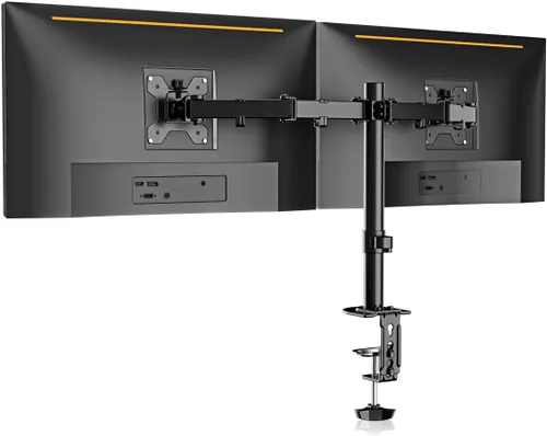 Bracwiser Soporte de brazo de monitor doble totalmente ajustable para dos pantallas de 13-32 pulgadas, 22 libras para monitor de pantalla de