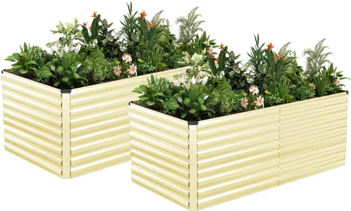 Miniatura 34 de NAVINE Cama de jardín elevada de 8 x 4 x 2 pies, macetas elevadas de metal grande, macetas para plantas al aire libre para verduras, flores