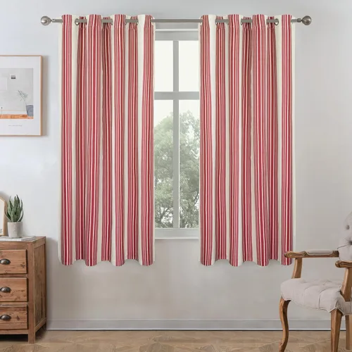Miniatura 81 de DriftAway Chris Linen - Cortinas opacas con capa térmica y reductora de sonido, 63 pulgadas de largo para dormitorio, cortinas estampadas a rayas