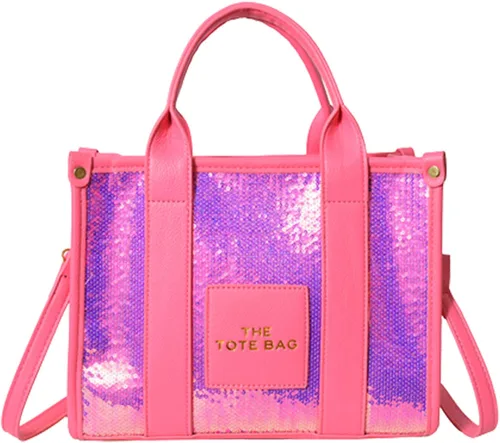 JQAliMOVV The Tote Bag para mujer, bolso de mano de cuero brillante, bolso cruzado de moda con asa superior para viajes de trabajo