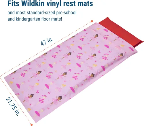 Miniatura 5 de Wildkin Funda de algodón para siesta para niñas, funda de repuesto suave con solapa cosida, se adapta a alfombrillas de vinilo de 1.5 pulgadas