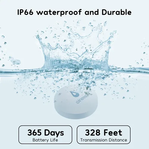 Miniatura 2 de Winees - Detector de agua WiFi, paquete de 3 sensores de agua con notificación por correo electrónico y SMS de alerta de fugas, alarma ajustable