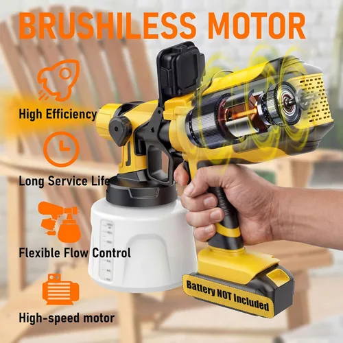 Miniatura 3 de Pulverizador de pintura inalámbrico compatible con batería Dewalt de 20 V MAX (sin batería), pistola de pintura eléctrica con luz LED, 4 boquillas
