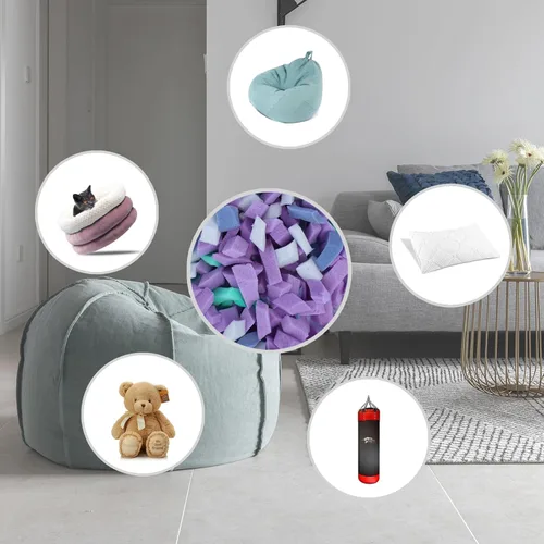Miniatura 3 de Relleno de puf, relleno de espuma viscoelástica triturada de 5 libras para relleno de puf, relleno de espuma para almohada, camas de perro, sillas