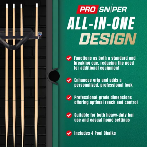 Miniatura 5 de Prosniper Premium Pool Sticks Set of 4 58-Inch, 19-Oz Canadian Ashwood Pool Cue with Low-Deflection Shaft & 4 Extra Chalks Pro-Grade Billiard