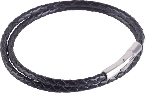 Miniatura 6 de KONMAY Collar con colgante de cuero trenzado, unisex, para adultos, cadena de acero inoxidable, estilo de cuero rústico