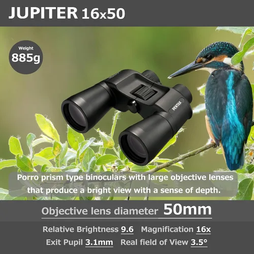 Miniatura 6 de Pentax Jupiter - Binocular de 16 x 50 pulgadas, fácil visión, gran apertura, prisma porro, color negro
