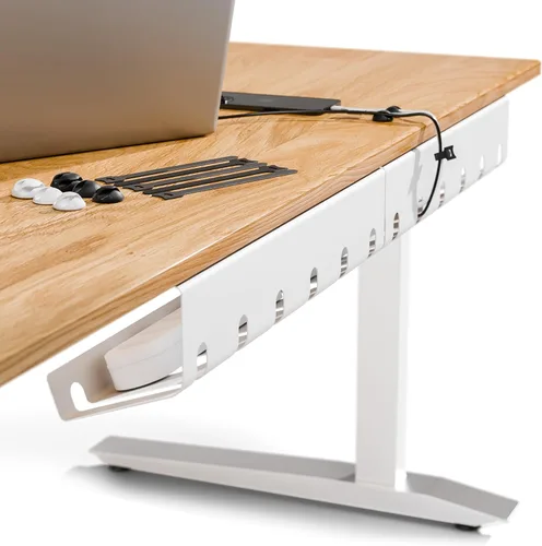 Miniatura 8 de PAMO Organizador de cables debajo del escritorio para un fácil montaje debajo de la mesa I Juego de 2 – con 10 bridas para cables I Organizador