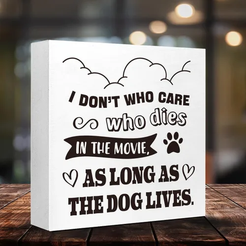 Miniatura 4 de LVQHI Letrero decorativo con diseño de huellas de perro con texto en inglés "I Funny Pet Dog Footprint", "Don't Who Care Who Dies in the Movie As