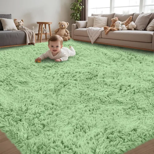 Miniatura 28 de Alfombra de Área 8x10 para Sala de Estar: Alfombras Shag Gris Claro Ultra Suaves y Esponjosas, Alfombra Grande Difusa de Felpa